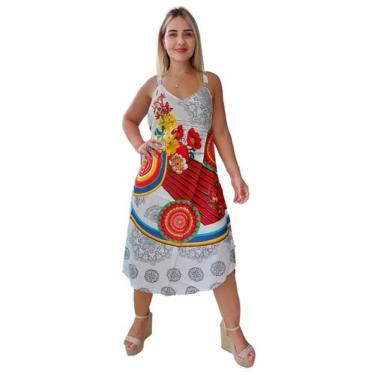 Imagem de Vestido Feminino Indiano Alça Trapézio Plus Size-Cod.5068 - ALÉCI FASH