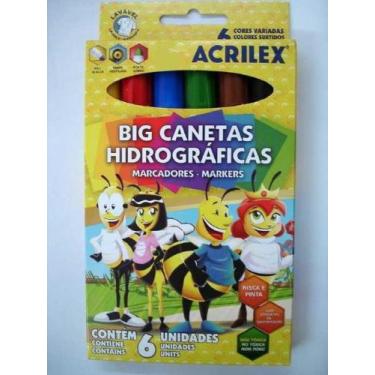 Imagem de Caneta Hidrográfica 6 Cores Jumbo Acrilex