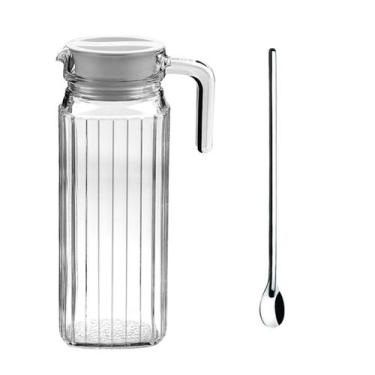 Imagem de Jarra de vidro c/ tampa e colher 1Lt água suco transparente - Clink