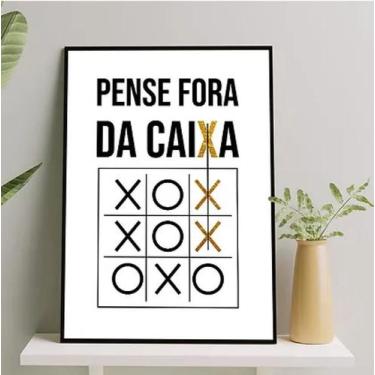 Imagem de Quadro Frase Pense Fora Da Caixa 33x24cm - Quadros On-line, Madeira pr