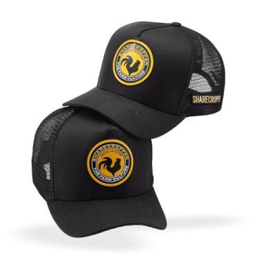 Imagem de Boné Masculino Feminino Country Preto Sharecropper Básico Lançamento -