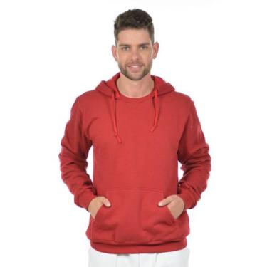 Imagem de Blusão Jovem Moletom Flanelado Básico Masculino Fenomenal, Vermelho, G