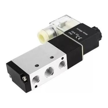 Imagem de Válvula Solenoide/mola 5/2 Vias Rosca 1/4 Pneumática 220v - LAB AUTOMA