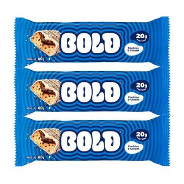 Imagem de Kit 3 Barra de Proteína Bold com 20g de Proteína Sabor Cookies & Cream