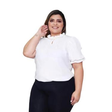 Imagem de Blusa feminina moda plus size evangélica em crepe sku:bp15 - R.S MODAS