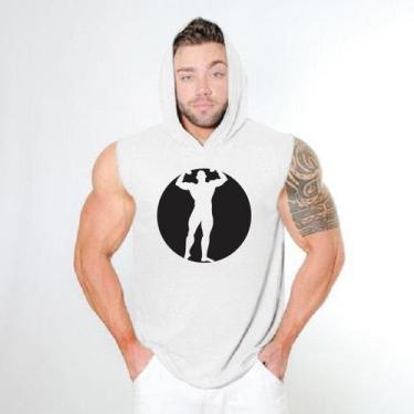 Imagem de Camiseta Regata Cavada Masculina Com Capuz Treino Academia Estampada M