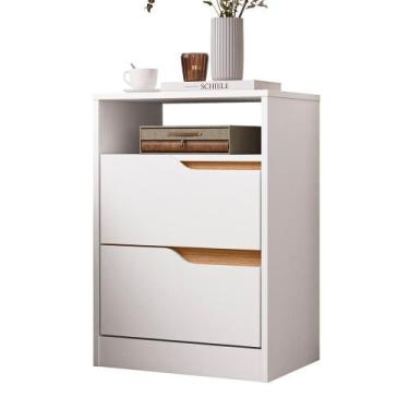 Imagem de Mesa de Cabeceira Sole 2 Gavetas Flex - Móveis Albatroz, Branco/Freijó