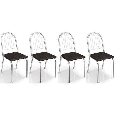 Imagem de Cadeira de Cozinha Noruega 2C077 Kit 4 Un Cromada/Preto 110 - Kappesberg