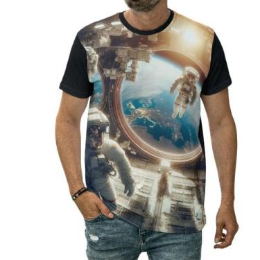 Imagem de Camiseta Astronautas No Espaço Em Gravidade Zero Lua Arte - Darkwood, 