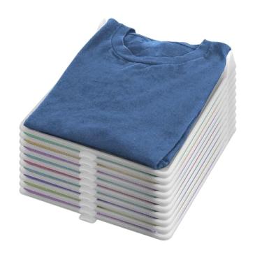 Imagem de KOBSAINF Pacote com 10 bandejas de roupas empilháveis removíveis, quadro de recibos de camisa dobrável, organizador de divisórias de plástico (grande)