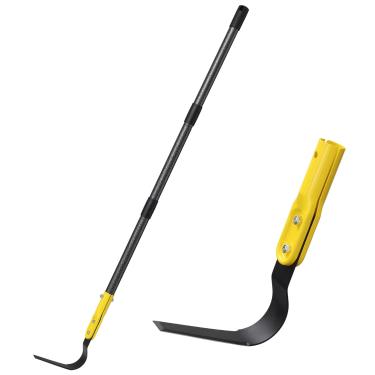 Imagem de Ferramenta extrator de ervas daninhas, ferramenta de jardim de chicote e foice de grama longa de 134 cm com lâmina de dois gumes, cortador de grama de lâmina giratória de aço afiado para ervas