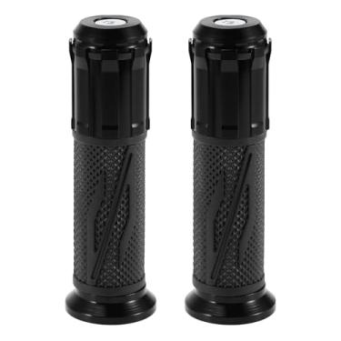Imagem de Motoforti 7/20.3 cm 22 mm 15/40.6 cm 24 mm Capa universal para guidão de motocicleta de liga de alumínio de borracha para motocicleta, scooter, bicicleta, quadriciclo, preto, 1 par