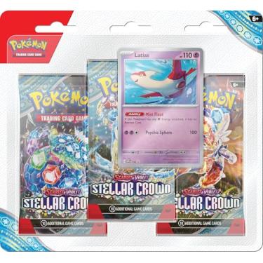 Imagem de Pokémon TCG: Scarlet & Violet—Stellar Crown 3-Pack Blister - Latias (3 pacotes Booster & Foil Promo Card)