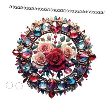 Imagem de oshhni Dia dos namorados decoração de decoração de parede painel sigil presente interno 2d acrílico plano pingente de janela pendurada ornamento para portas, com 4 Flores