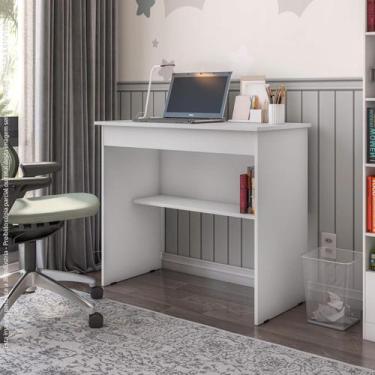 Imagem de Escrivaninha Para Quarto Pequena com Prateleira e Gaveta Vitoria - Bra