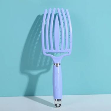 Imagem de Pente de cabelo liso, cabeça de massagem, design de cabeça ajustável, pente de cabelo liso, nó, leve e fácil de usar, pente cacheado (roxo)