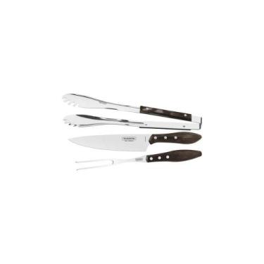 Imagem de Jogo Para Churrasco Tramontina Em Aço Inox Com Cabo Castanho Polywood 