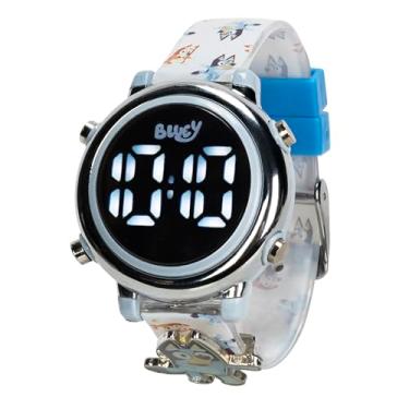 Imagem de Accutime Relógio digital Bluey para crianças com tela iluminada e pulseira de silicone com azul e amigos, fácil exibição do tempo, divertido para meninos e meninas, serve em pulsos de 14 a 20 cm