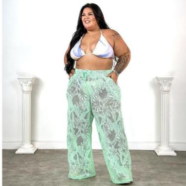 Imagem de Pantalona Fem Arrastão Moda Praia/Verão Plus Size Curvy - Plena Person