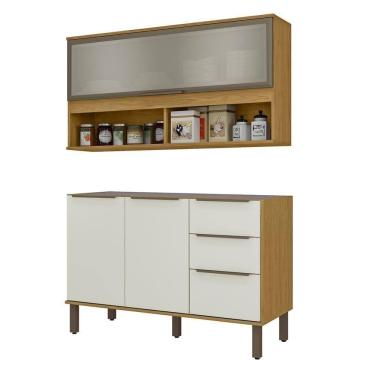 Imagem de Armario Aereo E Balcao Pia 120 Cm Vera Marrocos Off White Mxm