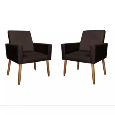 Imagem de Kit 2 Poltronas Decorativas Para Sala Nina Cadeiras Reforçadas Para Recepção Manicure Escritório Consultório Sala De Espera Pé Castanho - Leara Decor