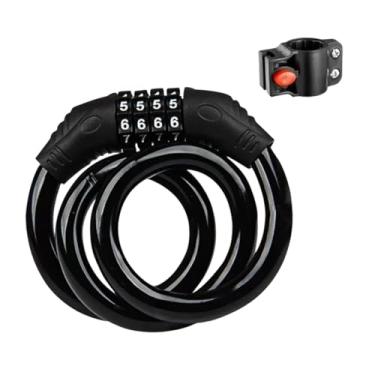Imagem de menolana 4 dígitos Código de bicicleta Bloqueio de cabo resetable Bloqueio versátil Bicicleta Combinação de combinação de cabo Senha na Will for Mountain Bike, com Rack de Bloqueio