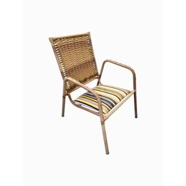 Imagem de Cadeira junco fibra sintética assento estofado area varanda - Graciala