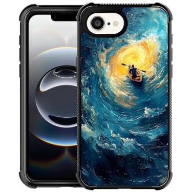 Imagem de CARLOCA Capa para iPhone 16e, ultra proteção à prova de choque de silicone macio TPU antiderrapante para meninos e meninas padrão remo laranja barco oceano Whirlpool