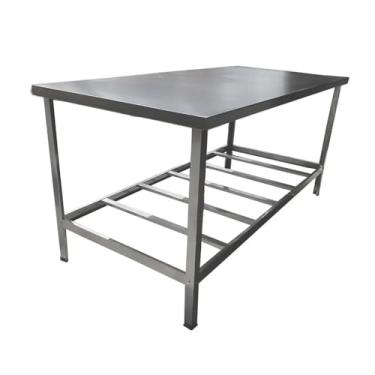 Imagem de Mesa Inox Bancada Industrial Para Cozinha De Restaurante Padaria Pizzaria 2 Metro Sebem