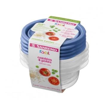 Imagem de Conjunto de 4 Potes Para Alimentos 230 ML Transparente Sanremo - Redondo SR105/4C