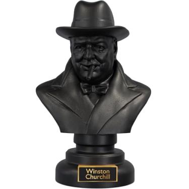 Imagem de Estátua Busto Sir Winston Churchill Estadista Britânico (Cor Aurum Noctis)