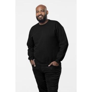 Imagem de Moletom Gola Careca Masculino - Feminino Algodão Liso Casual Inverno -