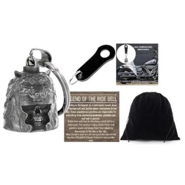 Imagem de KMA Est. 2005 THE RIDE BELL Capacete de lobo crânio com gancho preto motocicleta amuleto sorte motociclista presente sorte