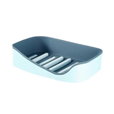 Imagem de Saboneteira Com Adesivo Suporte P/Parede Banheiro Sem Furos (Azul)