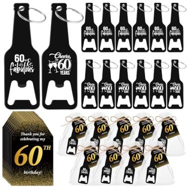 Imagem de Maxcheck 50 conjuntos de lembrancinhas de festa de aniversário para convidados, chaveiros abridores de garrafas a granel com cartões de agradecimento e sacos de organza para presentes de lembrança de