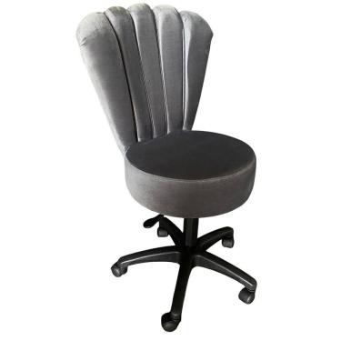 Imagem de Cadeira Mocho Pétala Veludo Cinza Escuro - In9 Decor