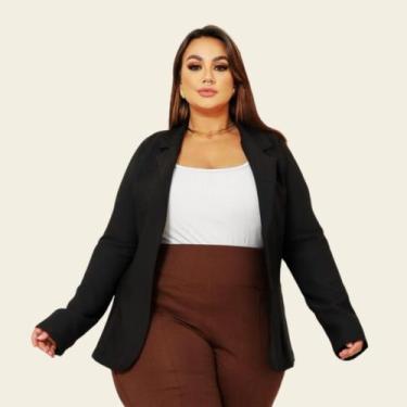 Imagem de Casaquinho Blazer Curvy Preto Alfaiataria Social Lia Rosa, Preto, GG