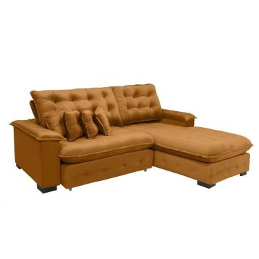 Imagem de Sofá Berlin 2.65x2.10m Com Chaise Super Pillow Top - Terra