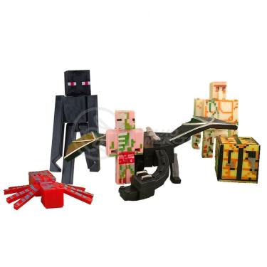 Imagem de Kit 6 Cartela Minecraft Dragão 30 Bonecos + 6 Bloco rosa