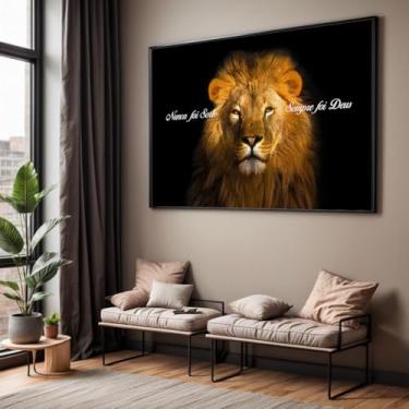 Imagem de Quadro com Moldura Sala Quarto Leão Nunca Foi Sorte Sempre Foi Deus Decorativo Horizontal Grande Hall