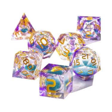Imagem de Conjunto De Dados Poliédricos De Folha De Ouro Verde Para Dungeons And