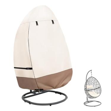 Imagem de okcool Capa Para Cadeira Suspensa Patio Egg, À Prova D'Água, Resistente, Áreas Externas, Com Assento Único E De Suporte (Bege Marrom, Serve Cadeiras 114 Cm Largura X 84 Profundidade 172 Altura)