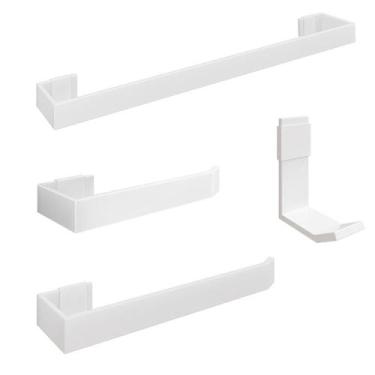 Imagem de Kit Acessórios Banheiro Completo 4 Peças Aço Inox Organização Lavabo P