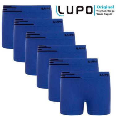 Imagem de Kit com 6 Cuecas Boxer Infantil Microfibra sem Costura Lupo, Azul, Roy