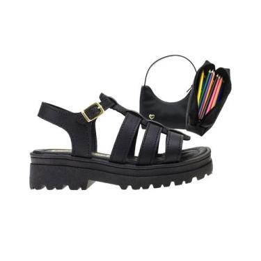 Imagem de Sandália Infantil Feminina Tratorada Tam 28-36 - Modelo Black Style + 