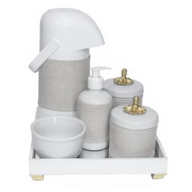 Imagem de Kit Higiene Potes Porcelanas Garrafa Provençal Dourado Bebê - Potinho 
