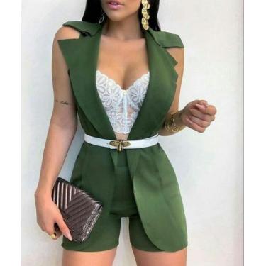 Imagem de Colete Maxi Neoprene Feminino Longa Aberto Alfaiataria Moda Tendência 