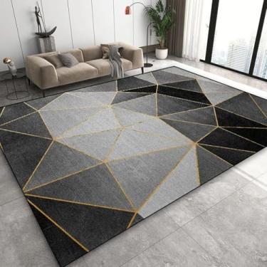 Imagem de Tapete geométrico moderno para sala de estar, decoração de luxo, mesas de centro, tapetes para sofá, área do quarto (200x250 cm/flanela-1)