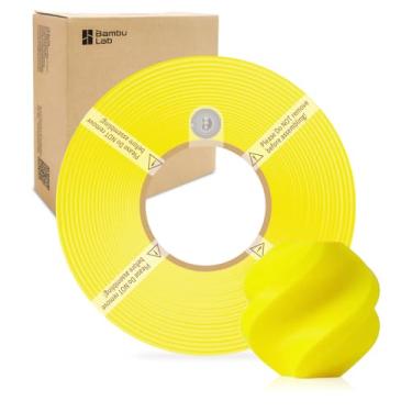 Imagem de Filamento de refil básico PLA 1,75 mm de alta velocidade, fácil de imprimir, ecológico com RFID para Bambu Lab X1, X1C, P1S, P1P, A1, A1 MINI AMS 1KG (2,2 lbs) Exclui carretel +/- 0,03 mm (amarelo