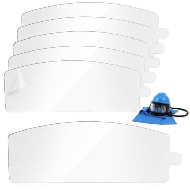 Imagem de Kingdder 5 peças de reposição para capô de jateamento de areia, lentes externas, capacete, jato de areia, viseiras de capacete, película de PVC transparente, protetor de lente protetora para azul